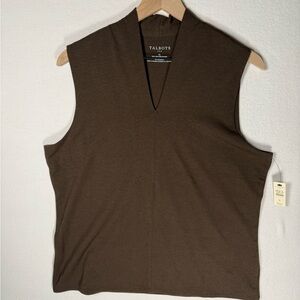 Talbots v neck cotton tank Brown XL new